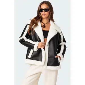 Rocki Oversized Faux Leather Shearling Jacket