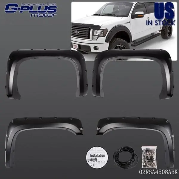 MOTOR GPLUS Set of 4 Pocket Rivet Style Truck Fender Flares - Polypropylene Exact-Fit Kit, Body Kit Accessories, Splash Guards, Wheel Protection Exterior Mud Flaps for 2007-2013 Silverado 1500, 2500HD/3500HD Vehicles with Hardware, Vehicle, Car Accessorie