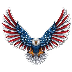 Pack of 2 Bald Eagle American Flag Sticker Decal for Vehicle Car Truck Window Bumper Wall