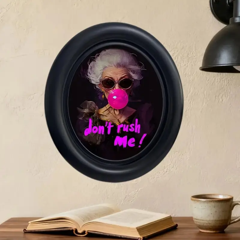 Victorian Gothic Oval Acrylic Picture Frame Photo 6.6x7.6 Inches, Vintage Wall Art Poster Print, Retro Frame for Living Room Bedroom Office Decoration, Wall Decor Gift
