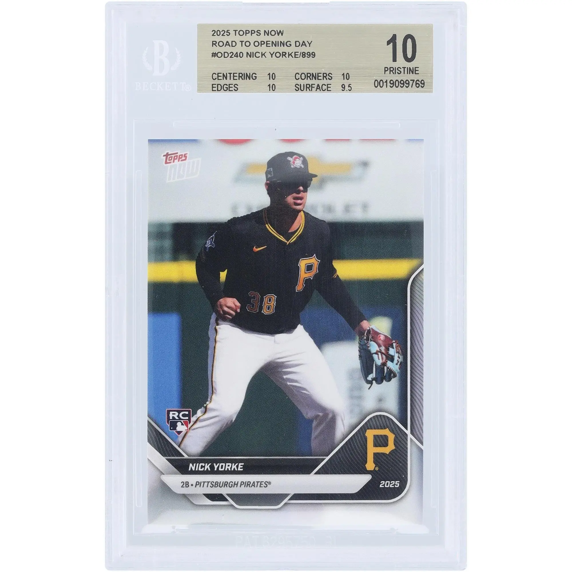 Nick Yorke Pittsburgh Pirates 2025 Topps Now Road to Opening Day #OD-240 BGS Authenticated 10 Rookie Card - 10,10,10,9.5 Subgrades