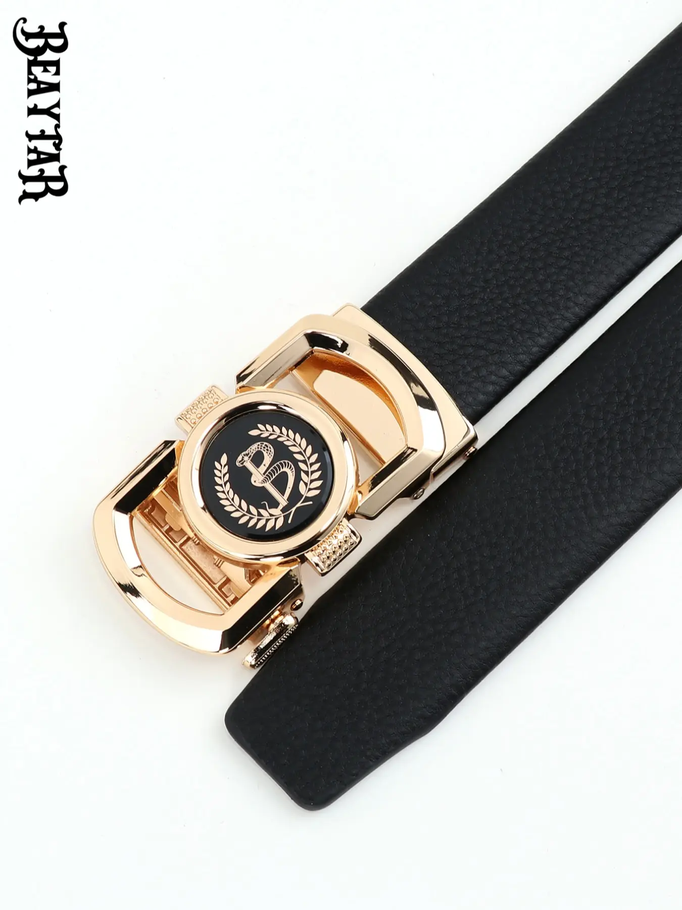 Genuine Leather Belt for Jeans Pants with Vintage Gold Buckle Golden Western Antique Gold Floral Engraved Buckle Genuine  main image 3