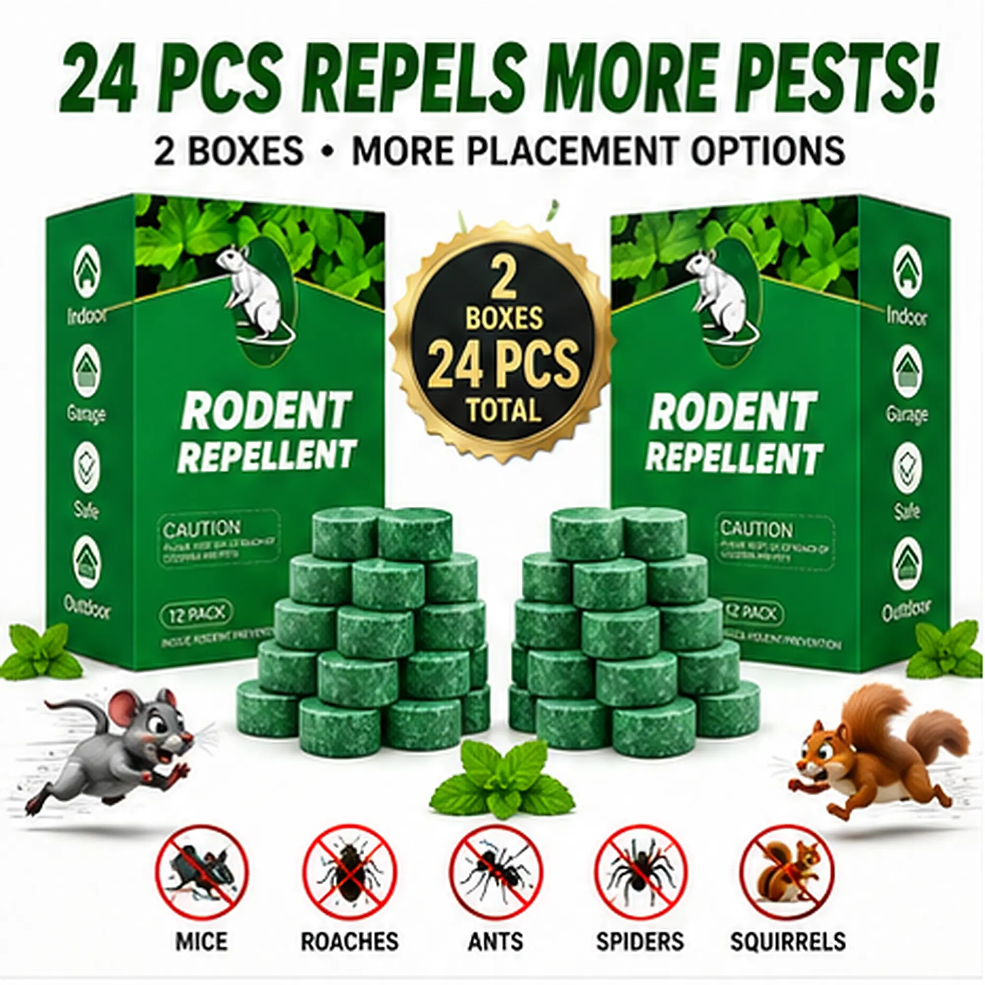 Pesticide-Free Peppermint Oil Rodent Repellent Balls Pack, Natural Mouse Rat Repellent & Indoor Insect Control, Pet-Friendly Strong-Scent Deterrent for Home Garage (Indoor/Outdoor Use)
