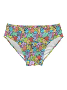 Men's Summer Swimwear Fun Cartoon Monster Pattern Triangle Swim Trunks Comfortable Stretchy Quick Dry Drawstring Design Hawaii Casual Vacation Beach Surf Bikini Men's Triangle Swim Trunks Suitable for Sports / Pool / Party / Gym / Spa / Men's Gift