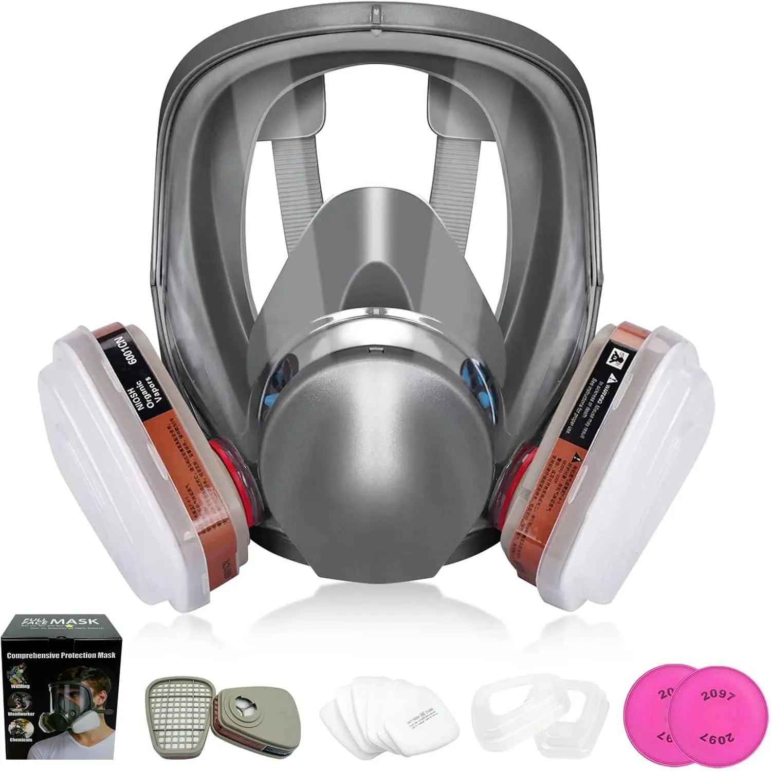 Full Face Respirator Mask, Reusable Respirator Mask with Filters,6800 Anti Fog Dust Gas Mask, for Spray Paint, Welding