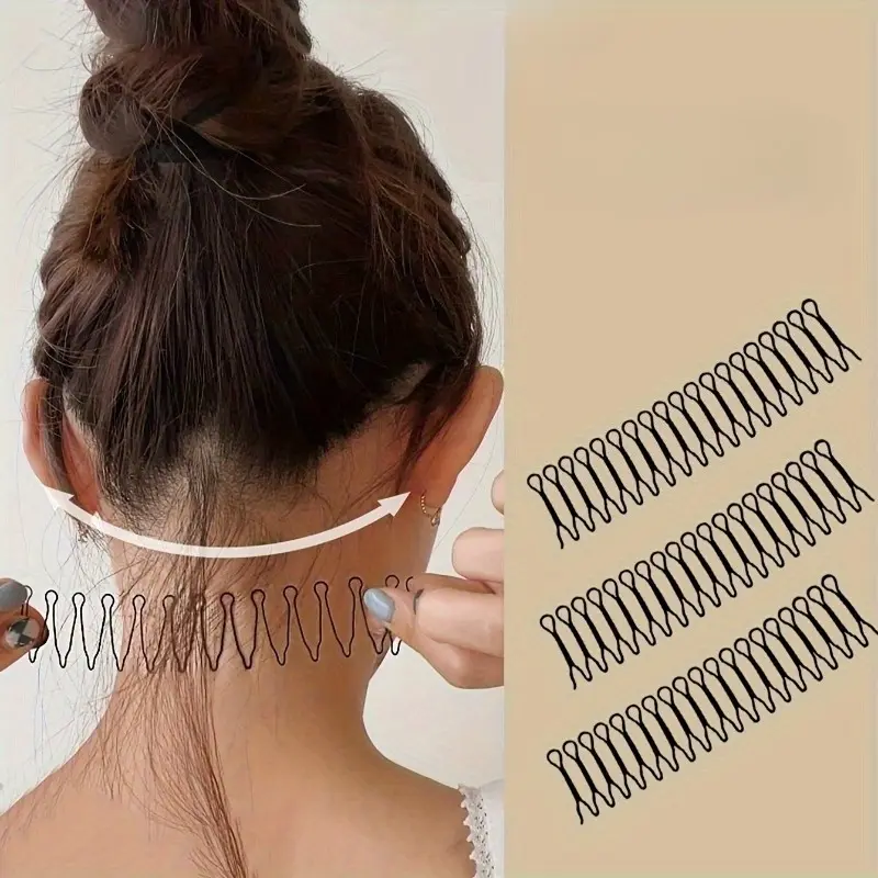 3pcs Solid Color Wavy Hair Pins Bangs Holders Bobby Hair Pins Broken Hair Finishing Clips Hair Styling Tools for Women and Girls Barrettes Hair Clips Metal Clip Design