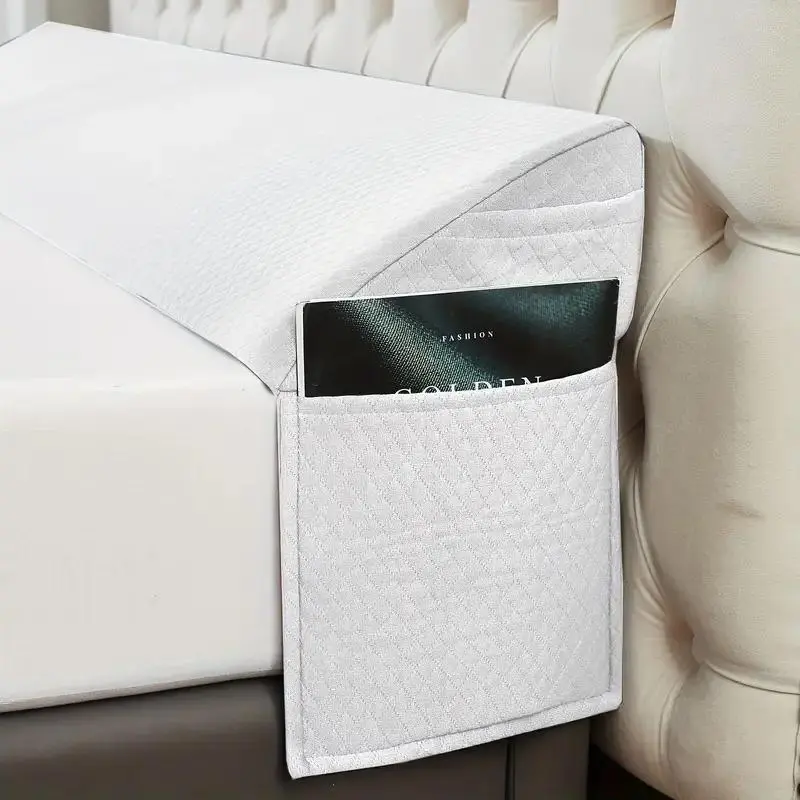 Hexagon Pattern Bed Wedge Pillow | Headboard Gap Filler & Backrest Support for Sleeping, Contoured Design for Bedroom Comfort, Sleep Support Pillow | Elegant Gray Pillow