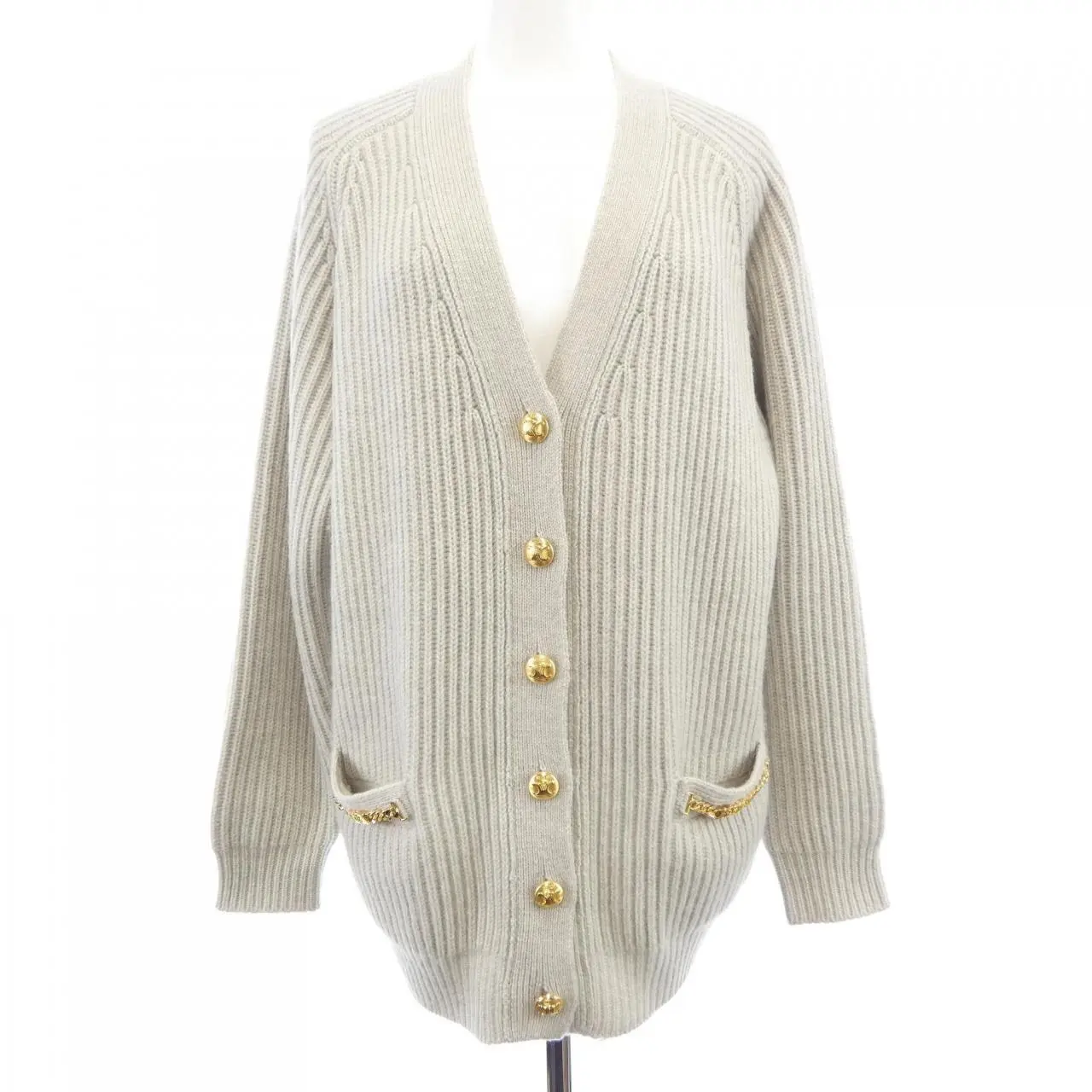 Pre-owned Celine Cashmere Small Leather Goods Triomphe Cardigan