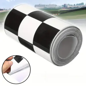 Black & White Checkered Sticker Tape, Adhesive Decal for Car, Motorcycle, Body, Tank - Durable Material
