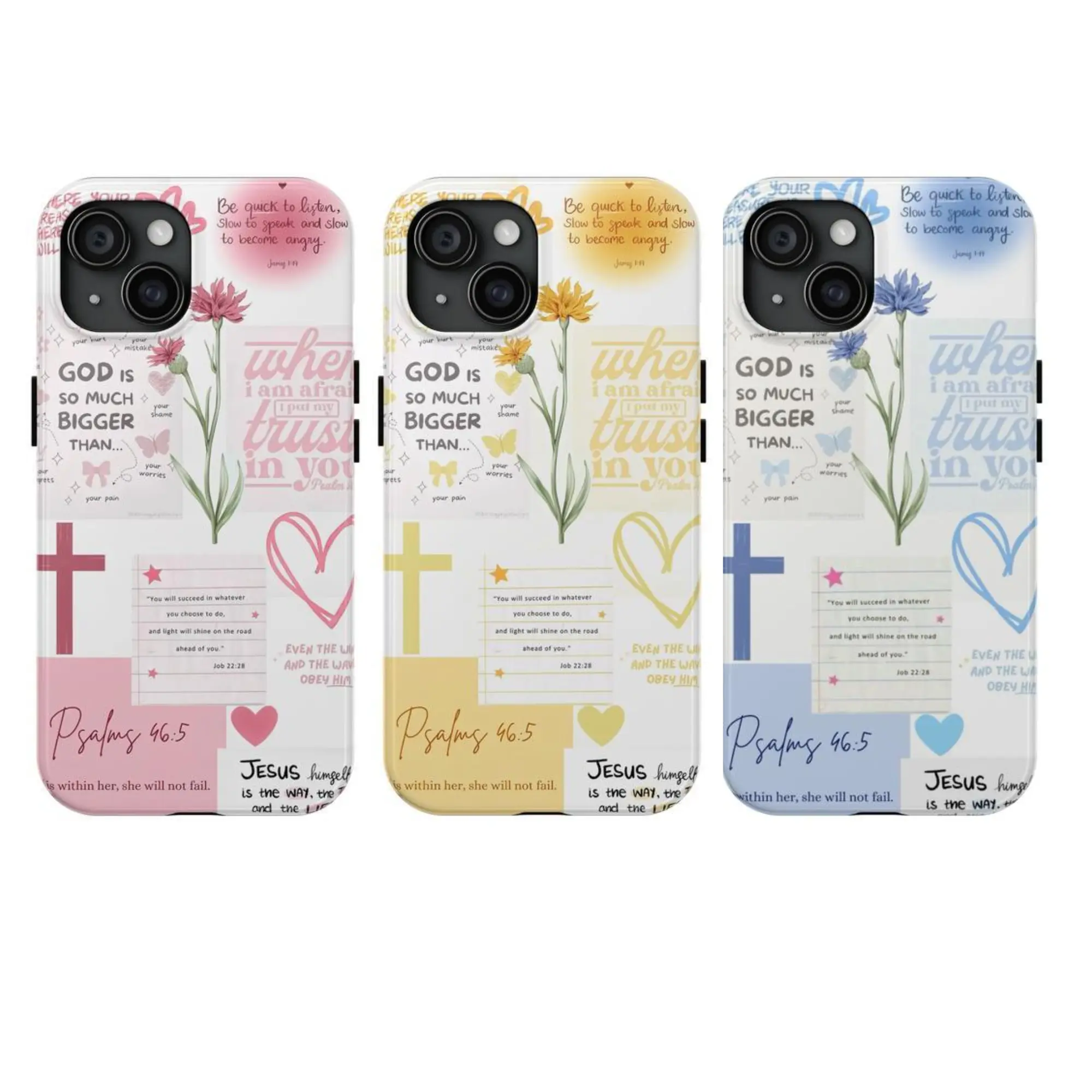 Floral Christian Smartphone Case with Bible Verse, Handheld Cellphone Protection Cover for iPhone 17 Pro Max Plus Air/16/15/14/13/12/11, Gift for Her, Casing
