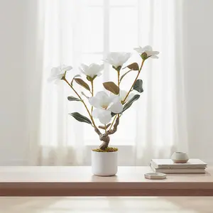 Garvee 23.6 Inch Tall Faux Orchid Plant with White Artificial Orchid Flowers, Lifelike Leaves, and Realistic Indoor Decor in Pot for Living Room, Home Office, and Wedding Settings