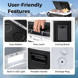 COSTWAY - Dual Zone 12V  42QT Car Refrigerator for Vehicles Camping Travel Truck RV Boat Outdoor and Home Use