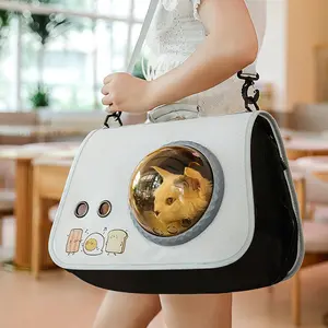 Tinted Light-Blocking Space Capsule  Carrier Backpack, Cartoon Print Oxford Fabric, Lightweight Foldable, Breathable Ventilation, Zipper Closure, Portable for Dogs & Cats Outdoor Adventures Daily Outing small medium pet