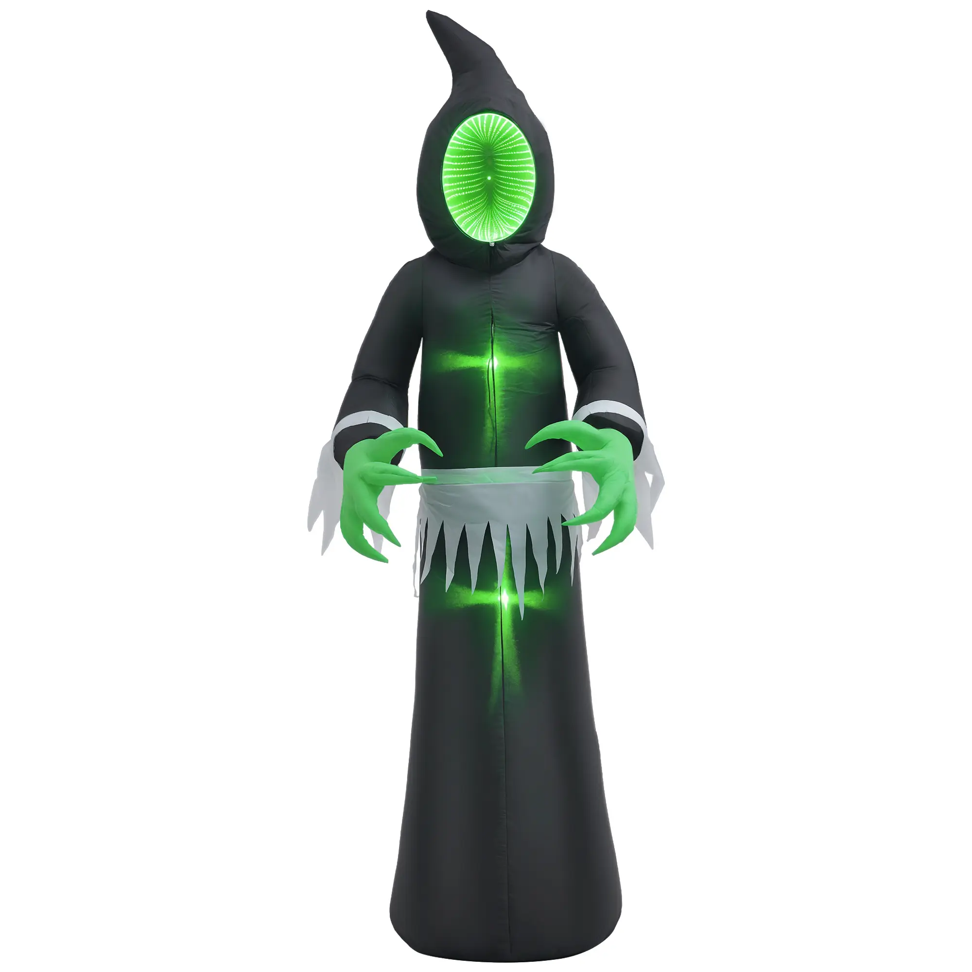 8FT Inflatable Halloween Mirror Face Ghost Outdoor Decoration with Built In LED Lights Weatherproof for Garden Lawn Yard Party Spooky Display Easy Setup Includes 5 Stakes 3 Drawstrings 4 Sandbags Indoor Outdoor Use
