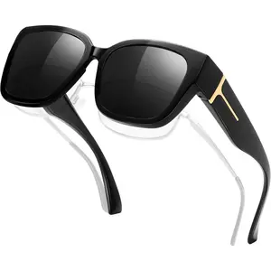 Over Glasses Women Polarized Fit Over Glasses Trendy Square Wrap Around Shades for Driving