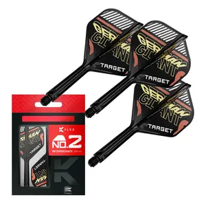 Target Darts Gabriel Clemens K Flex Flights & Shaft System No.2 | Pack of 3 K-Flex All-in-One Flights, Player Edition Dart Accessories, Short 19mm, Intermediate 26mm, Medium 33mm