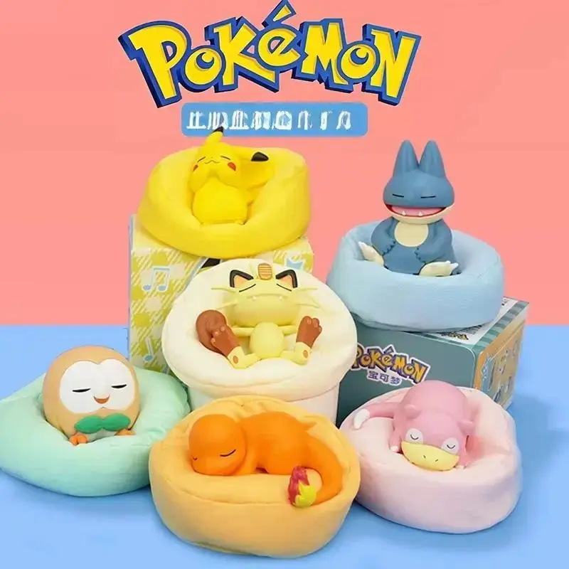 Official Funism 6 New Styles Pokémon Casual Time Series Sleeping Figure - Cute Anime Collectible Desk Decor & Cozy Toy Gift sealed Confirmed box with Pikachu Charmander Munchlax Slowpoke Rowlet Meowth