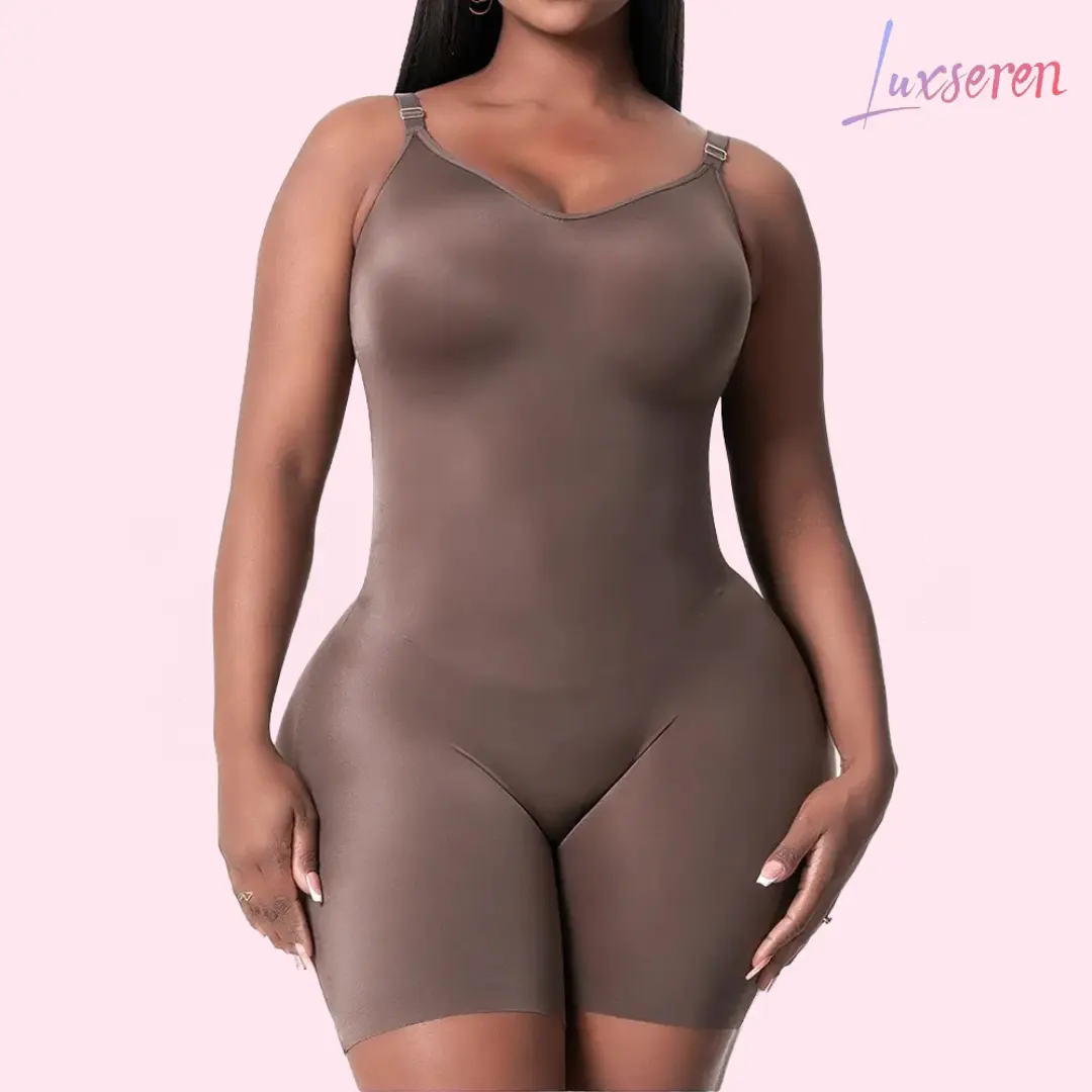 LUXSEREN Women's Nylon Seamless Strappy High Waist Plain Wireless Shapewear - Buckle-Free, Tapeless, Fitted, Body-Hugging, Hip-Lifting, Tummy-Slimming, Secure-Fit Minimalist Basic Underwear for Smooth Silhouette, All-Day Support