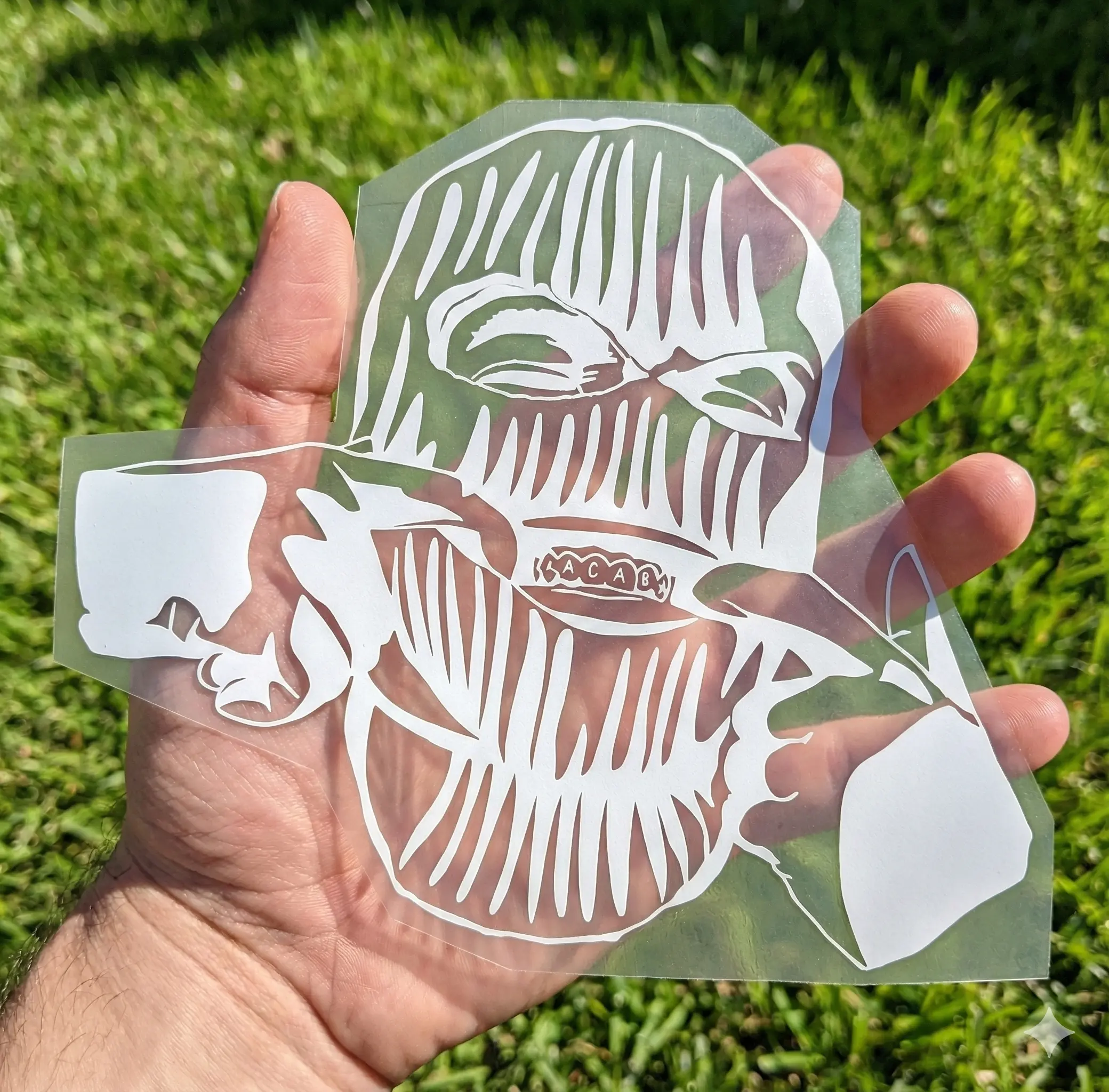 Gangsta Ski Mask Hologram Stickers - Gloss Black & White Chrome