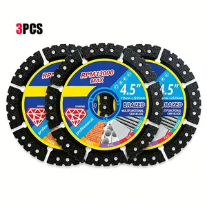 4.5" (115mm) 3PCS/6PCS Multi-Material Cutting Blades for Angle Grinder – Dry Cut Metal Tile Stone Marble Plastic Cast Iron Fast Smooth No-Chip Saw Blade Disc Angle Grinder Tools summervibes outdoorfun
