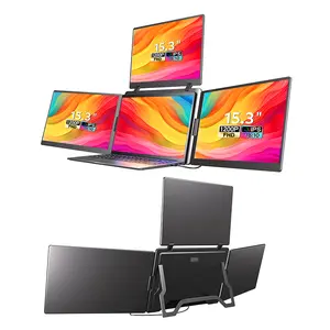 15.3-Inch Triple Screen Laptop Monitor Extender, Portable 3-Screen Display for Laptops, 1200P FHD IPS 16:10 Multi-Screen Workstation