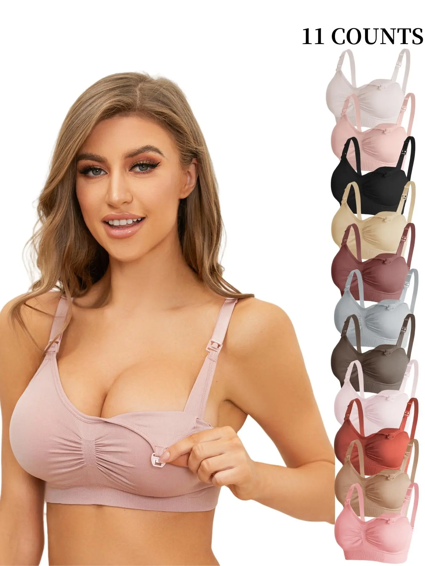 Women's Solid Color Push Up Nursing Bra, Nursing Bras For Breastfeeding, Lactation Bra, Comfortable Breathable Maternity Bra, Lightweight Sports Bra, Sleep Bra, Pregnancy Nursing Bras