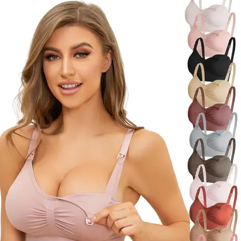 Women's Solid Color Push Up Nursing Bra, Nursing Bras For Breastfeeding, Lactation Bra, Comfortable Breathable Maternity Bra, Pregnant Nursing Bras, Lightweight Sports Bra, Sleep Bra