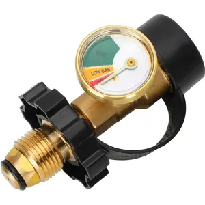 100 lb  Tank Adapter with Gauge, POL to QCC1 Converter for Type 1 Connection, Solid Brass Adapter Fits 100 lb  Tanks - Old to (1 Pack)