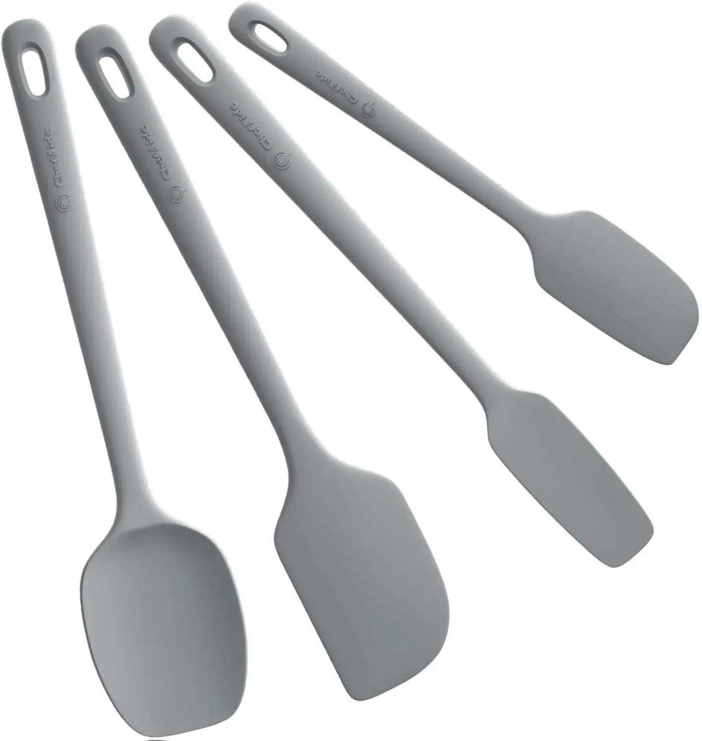 4-Piece Kitchen Silicone Spatula Set - Food-Grade Sturdy Cooking Utensils with Handle, Seamless 1-Piece Design, Dishwasher Safe, Heat Resistant, Non-Stick Cookware Safe, Hanging Design for Everyday Cooking, Seamless One Piece Design, Extended Handle