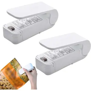 2 Pack Bag Sealer Mini Portable Handheld Heat Vacuum Sealer Mini Sealing Machine Handheld Bag Resealer Sealer Mini Food Sealer for Plastic Bags Snack Bags(White)
