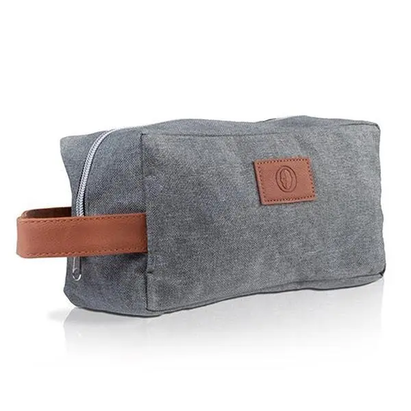Men's Waxed Heather Grey Canvas DOPP Bag, Satchel Crossbody & Shoulder Bag for Luggage Use, Satchel Bag