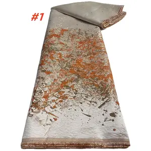 African Brocade Fabric, Nigerian French Organza Lace Material, Fashion Satin Jacquard for Party Wedding Dress