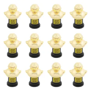 2 3/4" x 4" Black & Gold Plastic Quacktastic Award Trophies - 12 Pc.