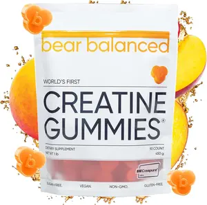 Bear Balanced Creatine Gummies (Peach Mango) - World's First Creatine Gummies - Bear Balanced | Strength Focus Energy | Creatine Monohydrate Supplement for Men & Women | Creapure
