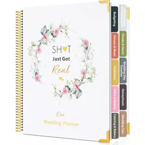 196 Pages Wedding Planner Book and Organizer, Bridal Wedding Planning Book with Sticker Checklists and Calendars for Bride To Be, Unique Engagement Gifts for Newly Engaged Couples