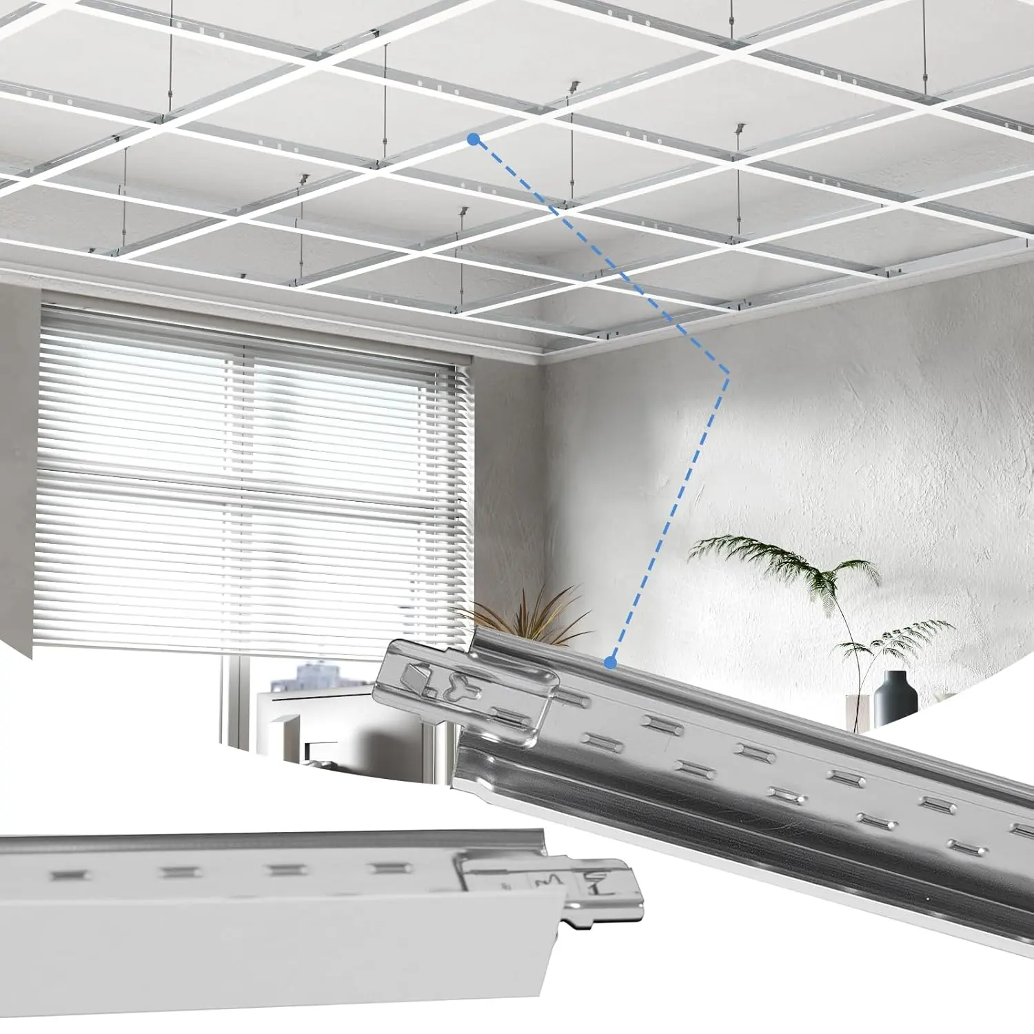 LooYee 10 PCS 48-Inch Galvanized Steel Cross Tee White Drop Ceiling Grid System, 4 Ft Grid - Fire Resistant, Rust-Resistant, Easy-to-Install, Ideal for Basement, Living Room