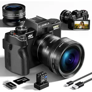 Digital Camera, 48MP Cameras for Photography with WiFi & App Control, 4K Vlogging Camera for YouTube,Compact Camera,Perfect for Entry-Level Users and Beginners with Macro&Wide Lens-32GB Card
