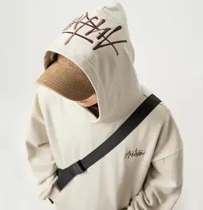 New Men's Heavyweight Hand-Painted Letter Embroidery Hooded Sweatshirt Loose Fit Jacket Casual Cotton Streetwear Flair