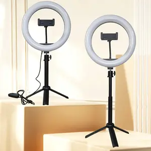 1pc Dimmable 10.0inch LED Ring Light with Tripod Stand, USB Powered, 120 LED Lights, 360 °   Rotatable Gooseneck, Phone Holder for Video, Photography, Selfie, Vlogging, Makeup, Live Streaming - Indoor Use