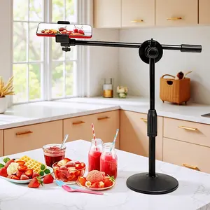 Smartphone Tripod Stand for High Angle Photography, Anti-Shake Function for Cooking Videos & DIY Projects, Selfie & Product Photos, Camera Stand
