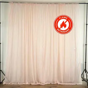 2 Pack 5ftx10ft Blush Chiffon Backdrop Drape Curtains, Durable Flame Resistant Sheer Organza Event Divider Panels With Rod Pockets
