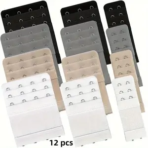 Stretch Bra Buckle, 12pcs/set Underwear Adjustment Extension Back Buckle, Beige Underwear Row Buckle for Womenswear Sewing Use Adjustable Strap