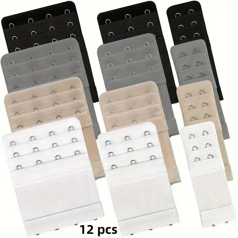 Stretch Bra Back Extension Hooks, 12pcs/set Adjustable Underwear Extender Buckle for Sewing Use