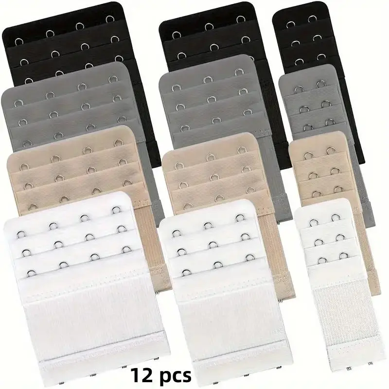 Stretch Bra Buckle, 12pcs/set Underwear Adjustment Extension Back Buckle, Beige Underwear Row Buckle for Womenswear Sewing Use