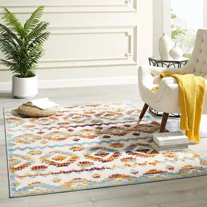 Modway Reflect Takara Abstract Diamond Moroccan Trellis 5x8 Indoor and Outdoor Area Rug in Multicolored