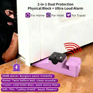 Door Stop Alarm with 80dB Siren, Wedge Door Stopper Security Device for Travel, Apartment, Hotel, Home – Portable Anti-Theft Floor Alarm for Entry Alert & Self Defense