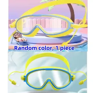 Swimming Goggles, Large Frame Waterproof Anti-Fog Swim Glasses, Suitable for Boys and Girls Aged 13-16, Silicone Material, Cool Swimming Goggles