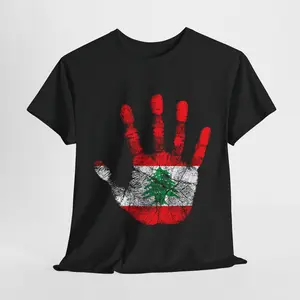 Lebanese Flag Hand Print Symbol Vintage Style T-Shirt Unisex T-Shirt, Short-sleeve, Full Color Man Menswear