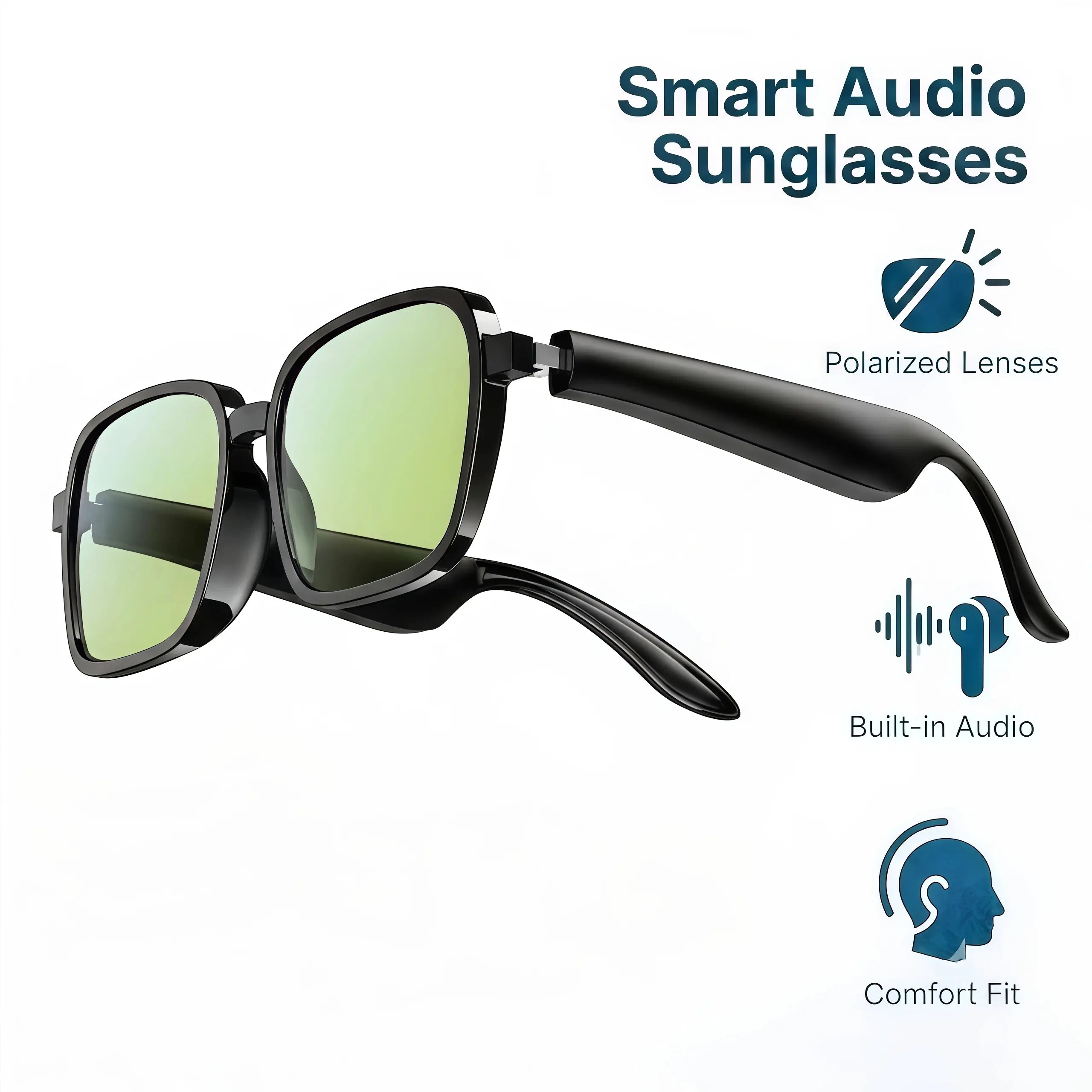 Smart AI Audio Sunglasses, Open Ear Wireless Bluetooth Smart Glasses with Hands-Free Calls & Music Playback for Cycling Driving Outdoor Sports Wearable
