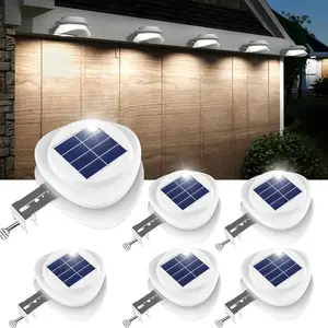 【2024 New】Gutter Lights, 6 Pack Solar Patio Decor Lights with 9 LED Waterproof Fence Lights for Eaves Garden Landscape Pathway (Cool White)